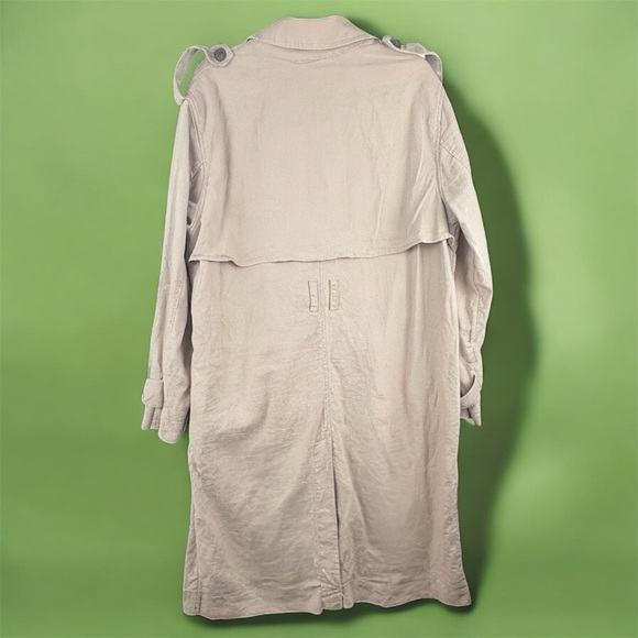 A New Day Women's Cream Double-Breasted Linen Trench Coat Large Gorpcore - Picture 2 of 14